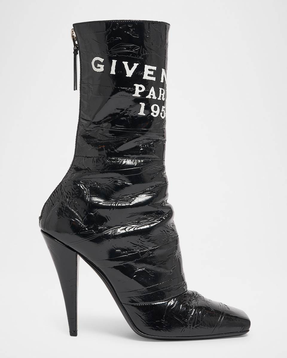GIVENCHY Tape Shiny Leather Ankle Boots